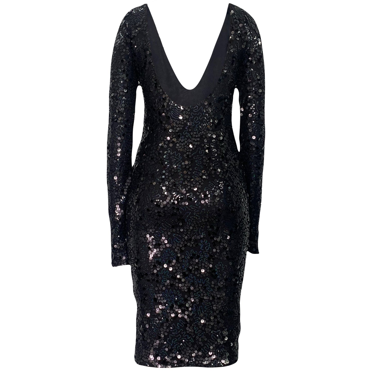 Sequin V Front & Back Long Sleeve Body-con